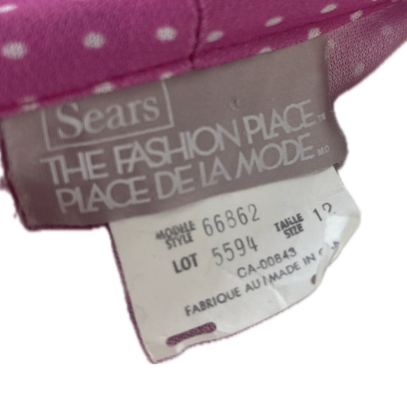 Vintage 70s Sears the Fashion Place Belted Pleated Pink & Grey Dress Women’s 12 - Picture 12 of 13